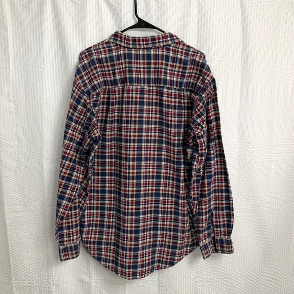 Rare Vintage JP & CO Heavyweight Flannel Shirt XL Plaid Navy Blue Red Brown 90s - Picture 3 of 6